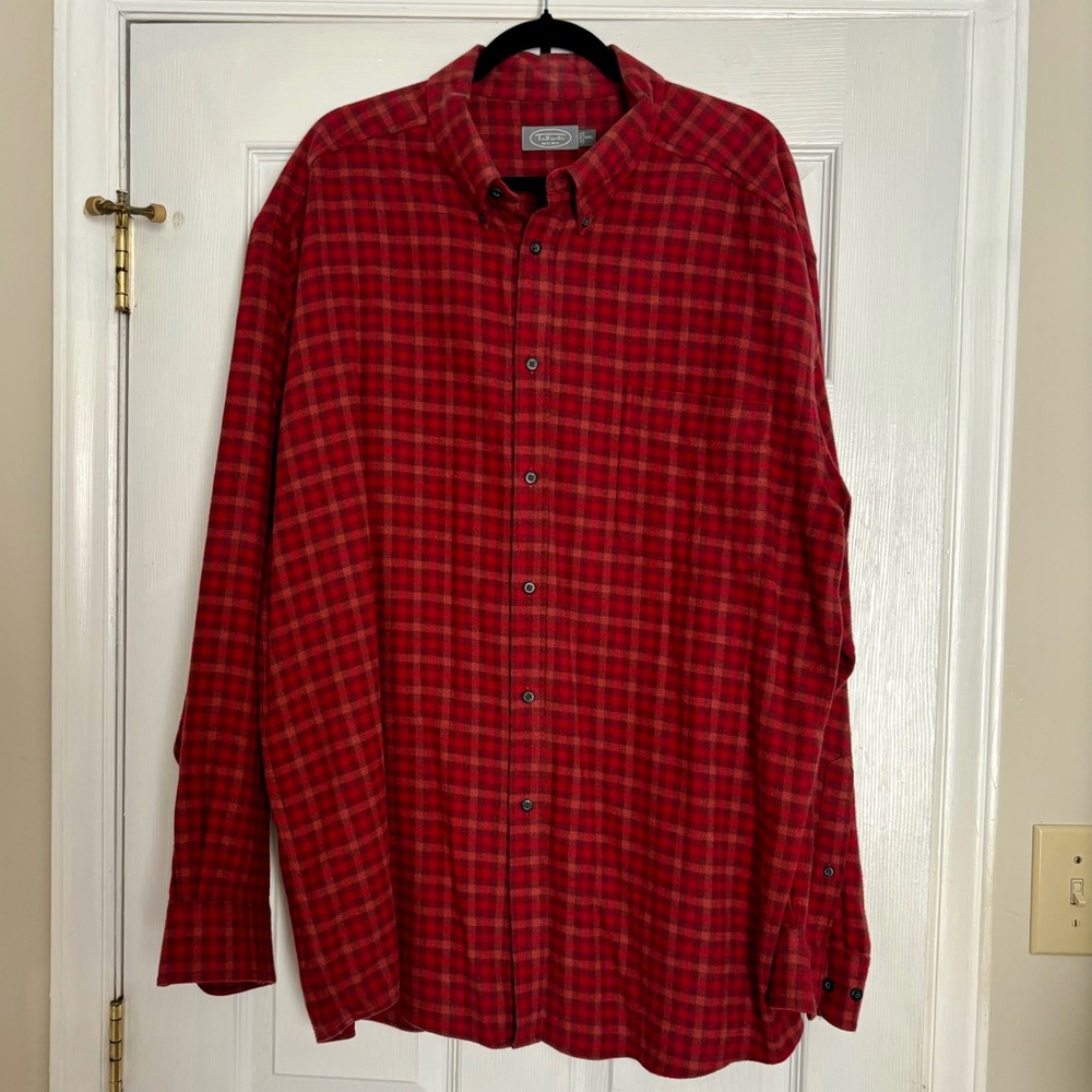 Talbots Red Men’s Flannel Long Sleeve Button Down Size XXL